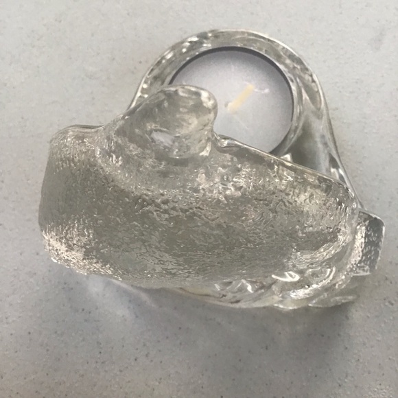 Clear Glass Dolphin Ocean Waves Tea Light Candle Figurine Statue - Picture 10 of 15